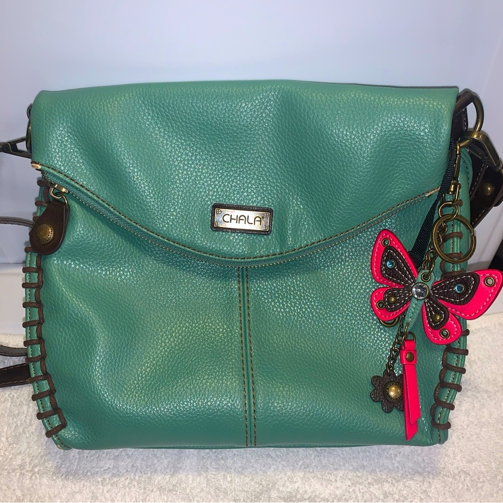 SOLD@Chala crossbody-shoulder strap-Hobo style purse-youthful & classy-w charm